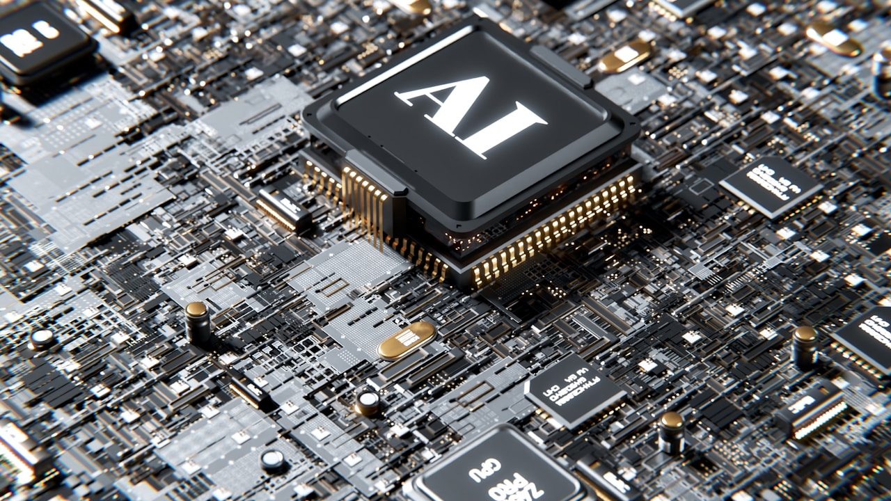 Neural network chip and GPU processor close-up