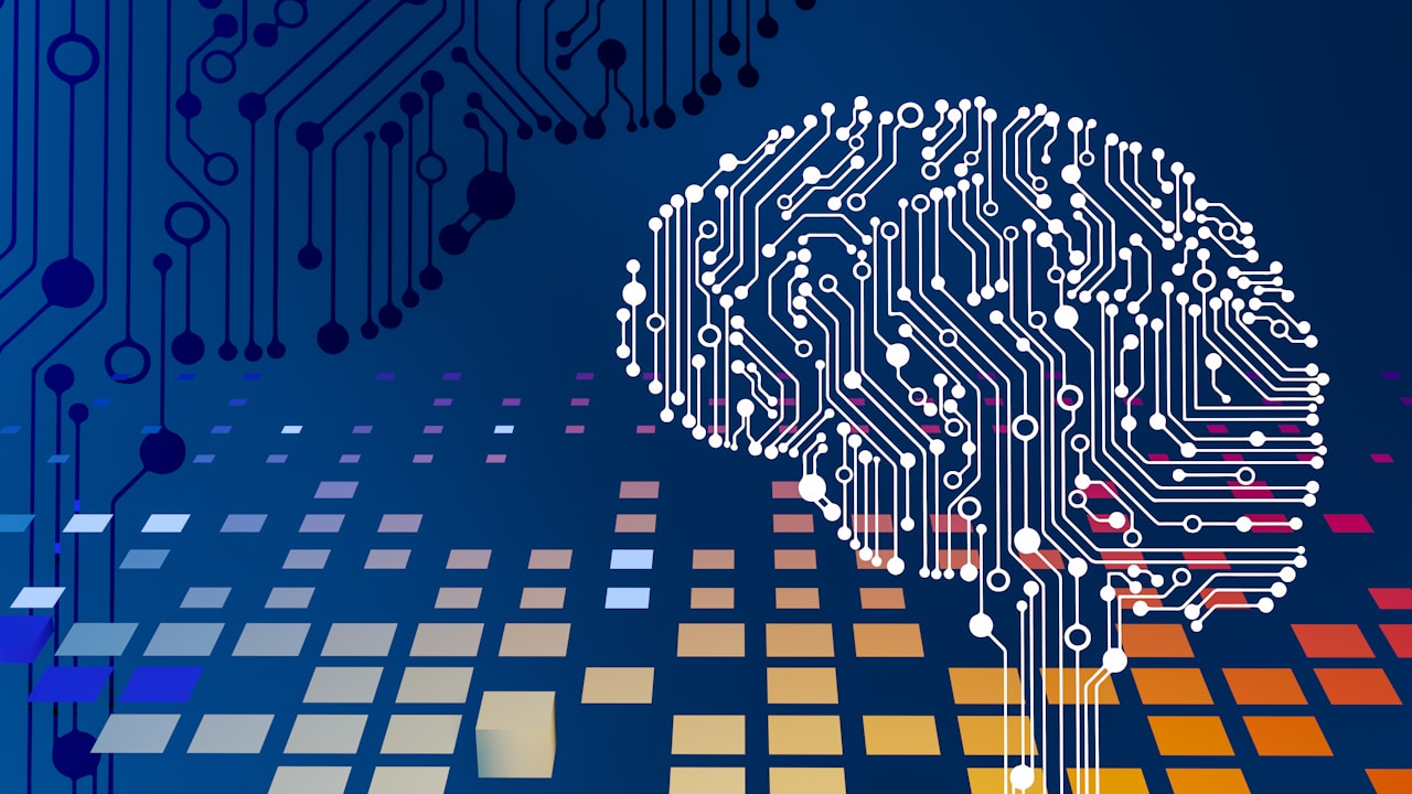 AI circuit board with brain visualisation