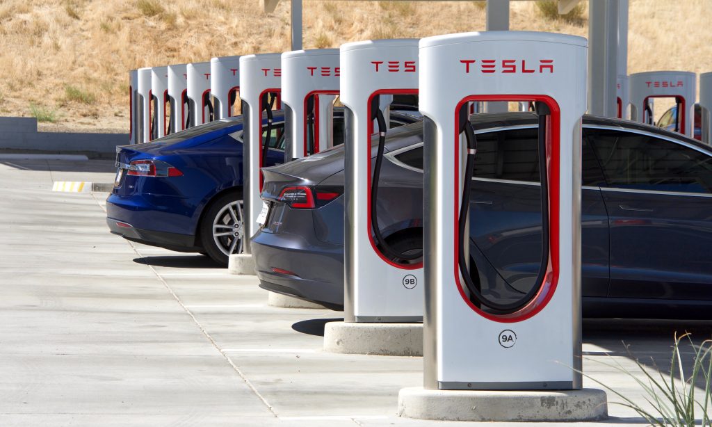 Tesla EV charging commercial station